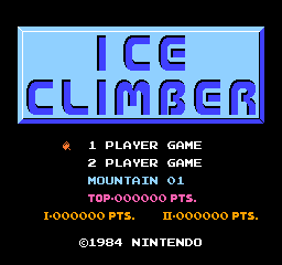 Ice Climber title screen for NES